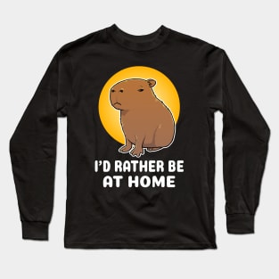 I'd rather be home Capybara Cartoon Long Sleeve T-Shirt